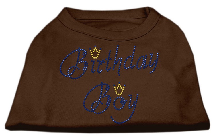 Birthday Boy Rhinestone Shirts Brown XS